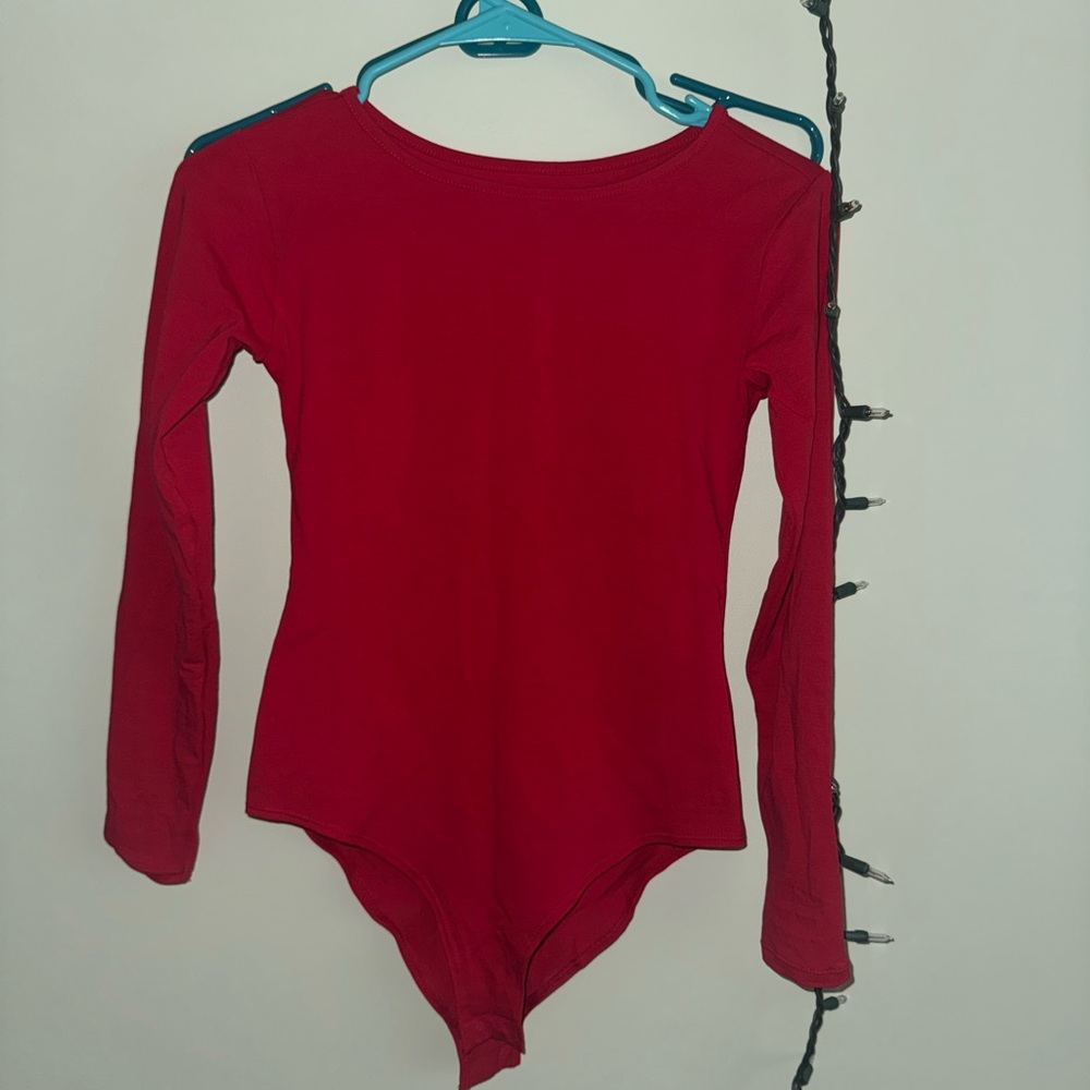 Red Long Sleeve Bodysuit